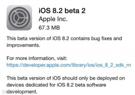 苹果向开发者发布第二个 iOS 8.2 测试版 