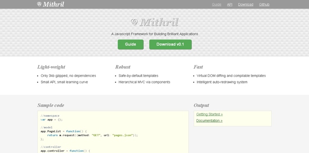 Mithril.js 0.1.29 发布 JavaScript MVC 框架 