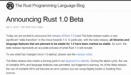 Rust 1.0 beta 版发布 语言特性已经稳定 