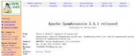 Apache SpamAssassin 3.4.1 发布，防垃圾邮件系统 